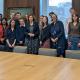 Students and faculty members meeting the Ambassador