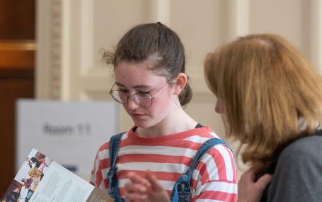 A prospective student and their parent at a Modern Languages Open Day