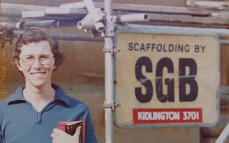 Tim clutching his copy of Pascal in the High Street, 1979