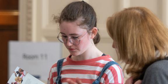 A prospective student and their parent at a Modern Languages Open Day