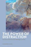 Book cover featuring a painterly image of soft, billowing clouds in shades of blue, gray, and peach. Large white text reads “The Power of Distraction,” with the subtitle “Diversion and Reverie from Montaigne to Proust” below. The author’s name, Alessandra Aloisi, and the publisher, Bloomsbury, appear at the bottom on a pale blue background.
