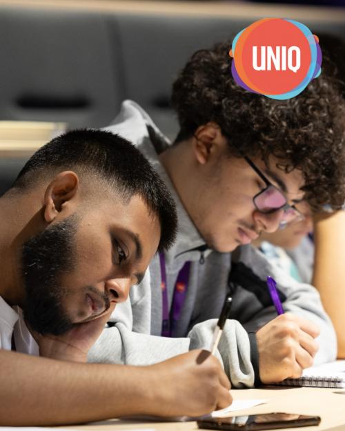 Two students taking part in a UNIQ Summer School course