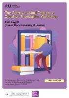 Poster for workshop of the Poetry of Mari Chorda