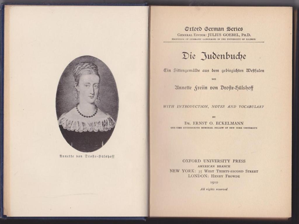 Judenbuche Oxford German Edition Nicola Brown