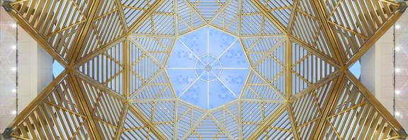 View of the dome in the Great Hall, Stephen A. Schwarzman Centre for the Humanities, University of Oxford.