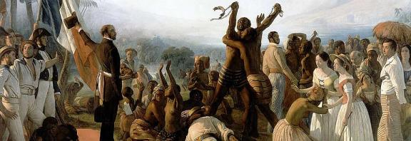 Image of the oil painting 'L'Abolition de l'esclavage dans les colonies françaises en 1848' by François-Auguste Biard