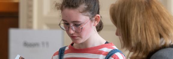 A prospective student and their parent at a Modern Languages Open Day