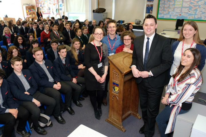 Tees Valley Mayor with Oxford University representatives and language students from local schools