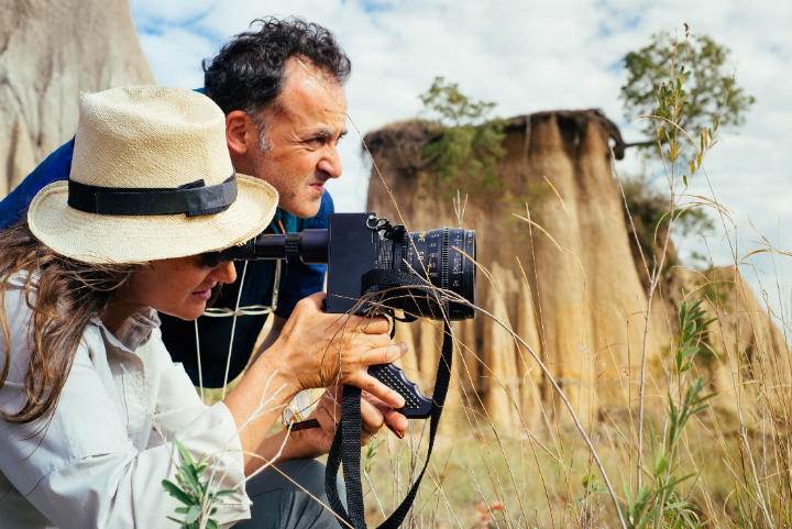 Lucrecia Martel working on Zama, from production stills